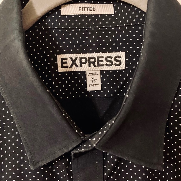 Men’s XL 17- 17 1/2 Fitted Polka Dot Button Shirt - Picture 4 of 14